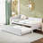 Twin Size Upholstered L-Shaped Upholstered Daybed With Pop Up Trundle, Beige-934393631