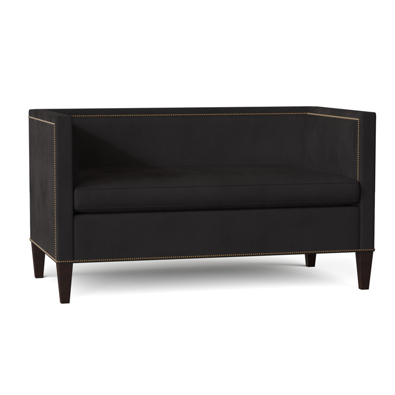 Canapé à accoudoirs carrés 58" Hamilton, Gris anthracite Grayson, Nickel noir, Gris patiné