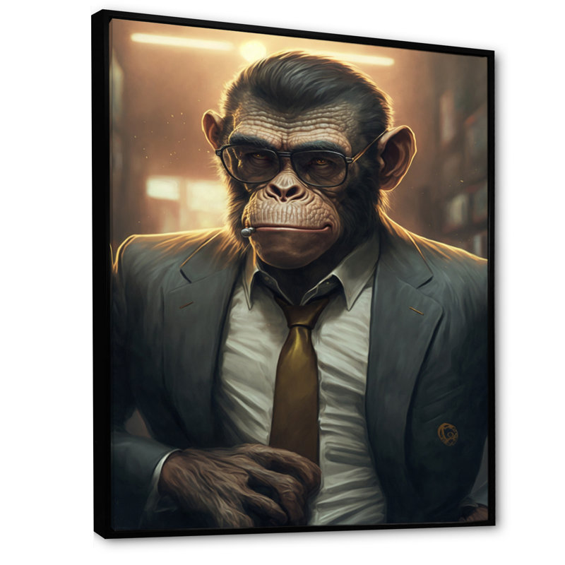 «Mafia Monkey», impression sur toile, H 32 po x l 16 po x P 1 po, Toile avec cadre flottant noir