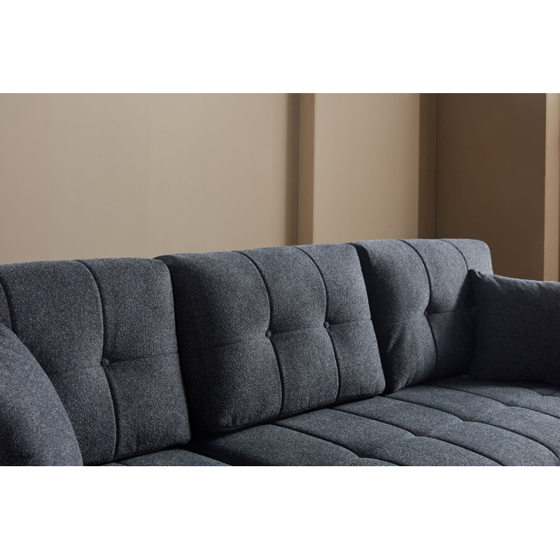 Upholstered Sectional, Anthracite Fabric, Left Hand Facing