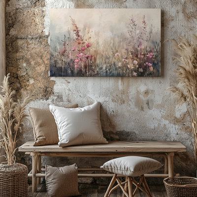 Abstrait floral rose et beige, fleurs sauvages, décoration naturelle, reproduction d'art sur toile pour le salon, la chambre à coucher, le bureau, le couloir, le vestibule, le mur de la galerie et la décoration intérieure moderne