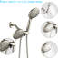 Pomme de douche à pluie classique à 6 fonctions avec poignée simple et à main - haute, fixation murale, débit de 1,8 gal / min, motifs de jet double, ensemble de robinet de baignoire en métal, abdos en nickel brossé fixe, trous,