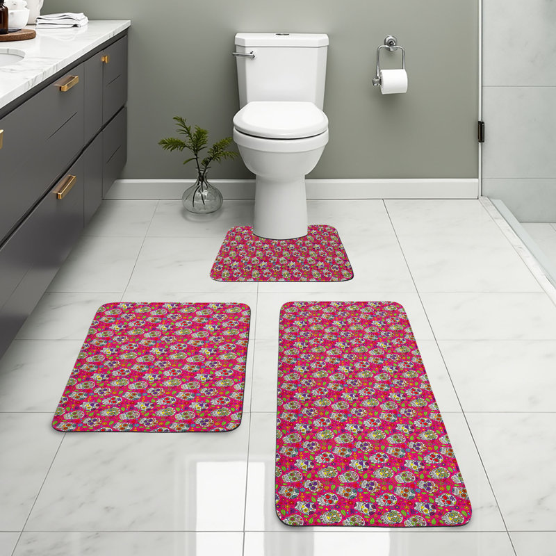  Multicolore ensemble de tapis de salle de bain Sugar Skull