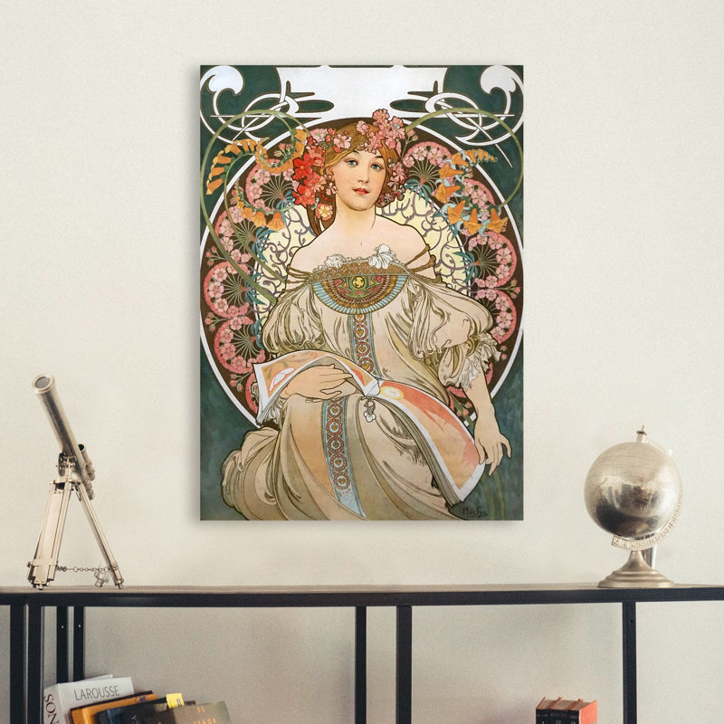 Reverie by Alphonse Mucha - Wrapped Canvas Print, 80cm H x 60cm W x 4cm D