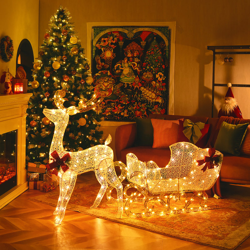 Présentoir de Noël avec renne et traîneau du Père Noël Beckville