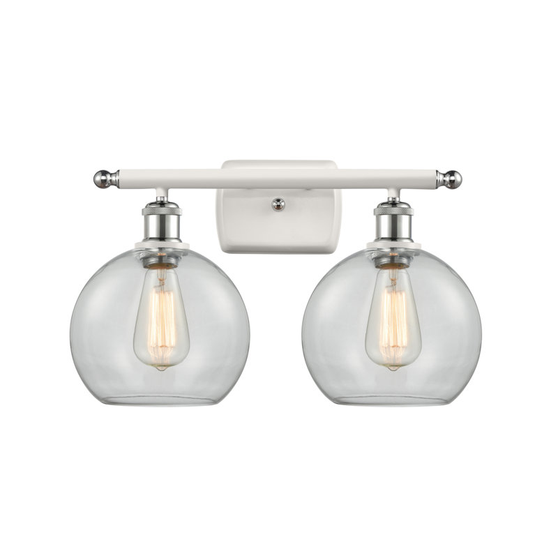 Baptista 2 - Light Dimmable Vanity Light, Clear, 6 Watt Vinage LED Bulb, White and Polished Chrome