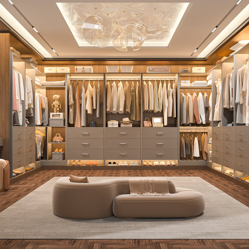 31.5'' - 57.2'' W Closet System with Wooden Drawers, Gray