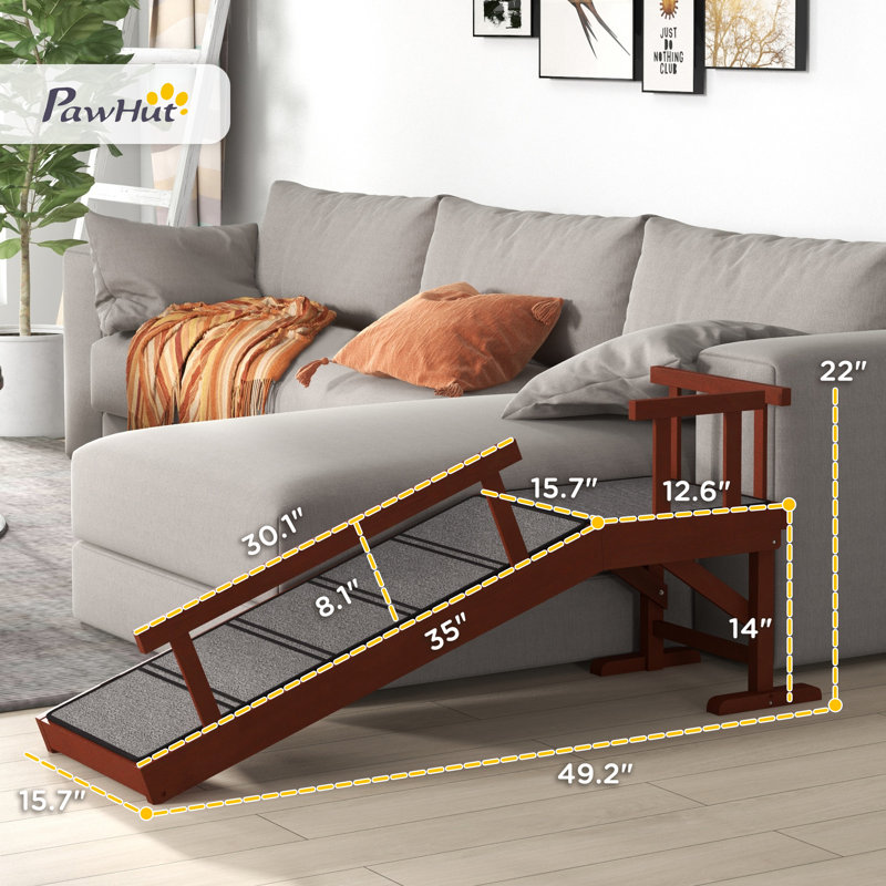 Rampe pour chien et escalier pour petits, moyens et grands animaux de compagnie, H 22 po x l 49,2 po x P 15,7 po