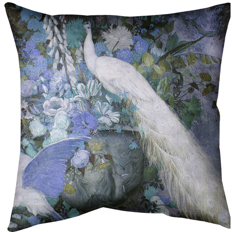 Coussin Peacock, 20 po x 20 po, Bleu, Polyester filé