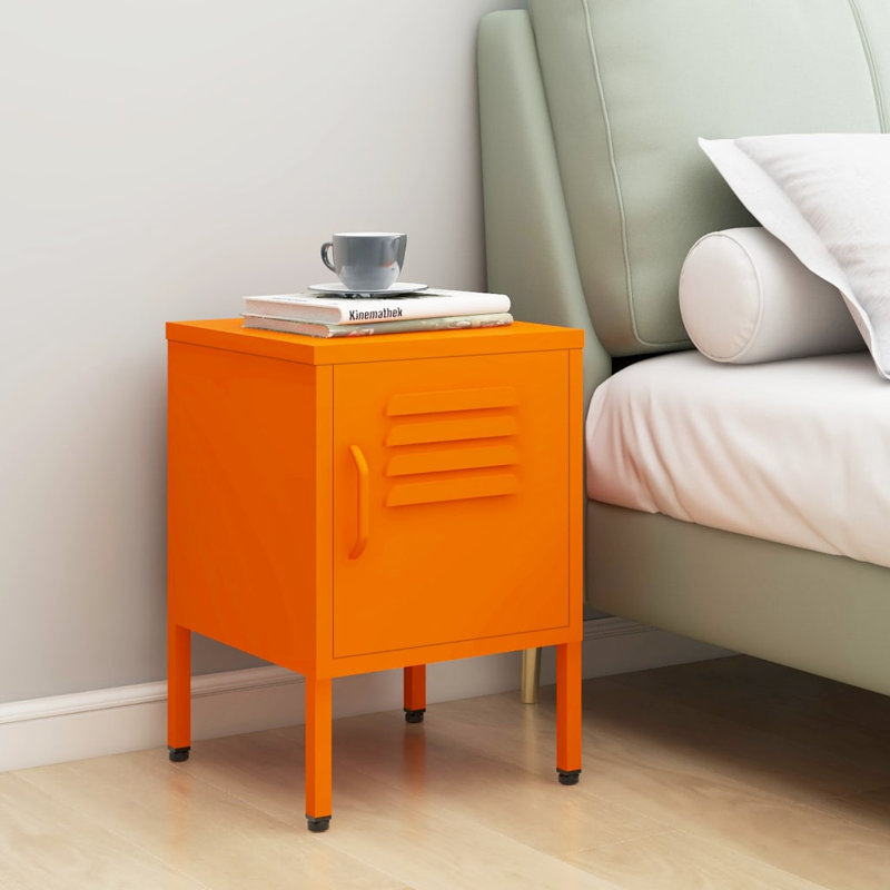 Izzabel 35 cm W Steel Bedside Table, Orange, Individual