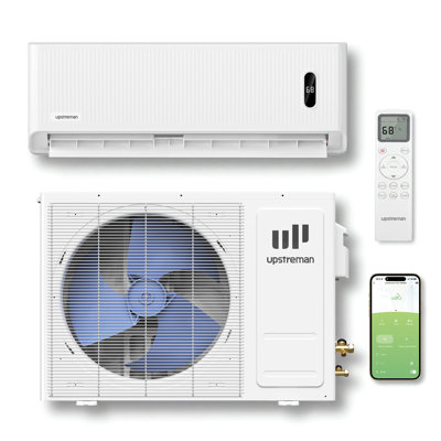 Climatiseur et thermopompe 12 000 BTU DIY, système sans conduit onduleur 230 SE 18 SEER2 avec ligne pré-chargée, aucun aspirateur requis, contrôle WiFi, couvre jusqu'à 750 pieds carrés. Pi.