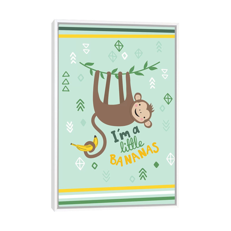 «Little Monkey I» par Caroline Alfreds - impression d'art graphique, H 60 po x l 40po x P 1,5 po, Toile blanche encadrée