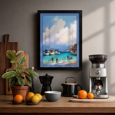 Sailboats In Turquoise Waters Coastal - Print