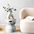 Zakhai Modern 14.75" White/Gray Faux Marble Ceramic Indoor/Outdoor Garden Stool, Hourglass Patio Accent Side Table with Built-in Handles