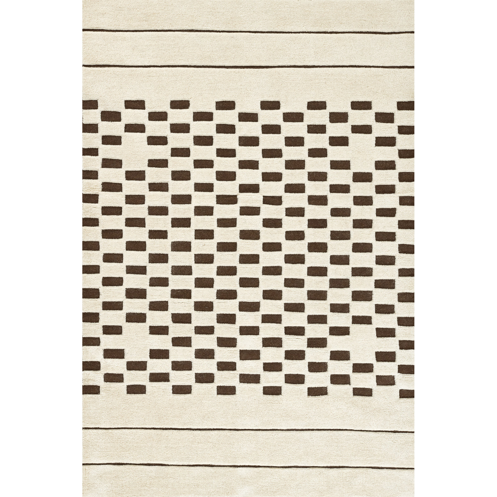 Aelin Checkered Hand Tufted Wool Rug, Rectangle 8' x 10'