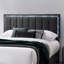 Structure de lit double 1 pièce de style moderne en tissu de laine gris anthracite revêtu de tissu d'ameublement capitonné avec éclairage à DEL et mobilier de chambre à coucher-108656681