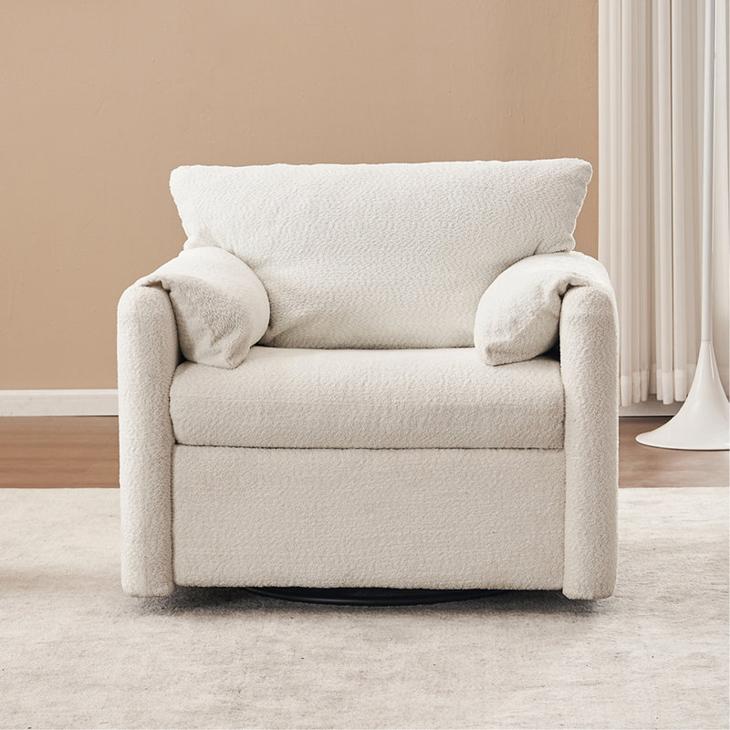 Swivel-Modern Swivel Accent Chair Single Seater - 360° Rotating Lounge Chair With Chenille Fabric & High-Resilience Cushion, Ergonomic Reading Sofa Chair For Living Room, Bedroom, Office
