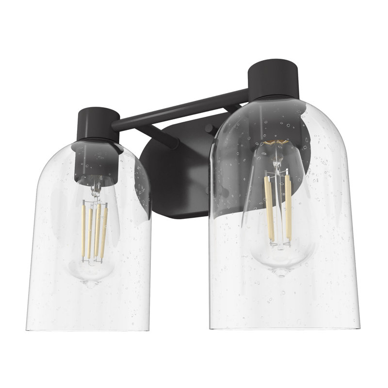 Hunter Lochemeade Noble Bronze 2 Light Vanity Wall Light Fixture, Clear, Noble Bronze