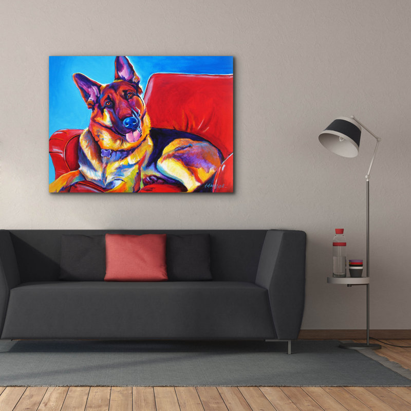 "Gsd - Zeke" par Dawg Painter, H 40 po x l 54 po x P 1,5 po