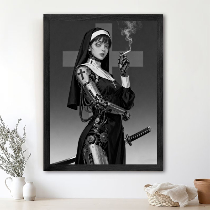 Reproduction d'art encadré noir rétro, H 11 po x l 9 po