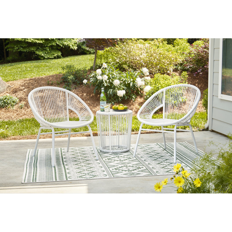 Mandarin Cape White Resin Wicker 3-Piece Outdoor Bistro Set