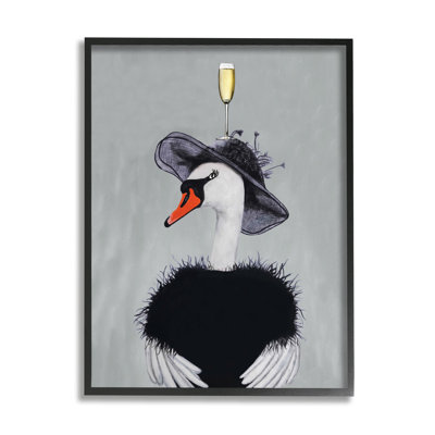 " Fashionable Swan Champagne Glass Wearing Hat Dress " by Coco De Paris