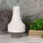 Stoneware Round Vase with Long Neck, Grey Banded Rim Base and Tapered Bottom SM Matte Finish White-28659199
