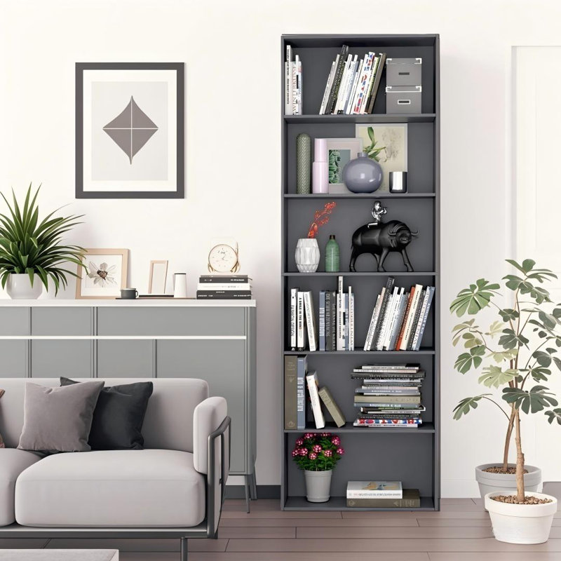 Langner 70.8" H x 23.6" W Standard Bookcase, 6-Tier Open Bookcase and Bookshelf, Freestanding Display Storage Shelves Tall Bookcase for Bedroom, Living Room and Office