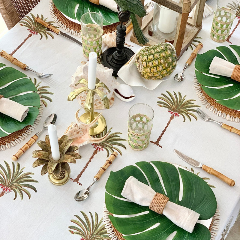 Nappe ronde - Palmier tropical vert, Rond 90 po