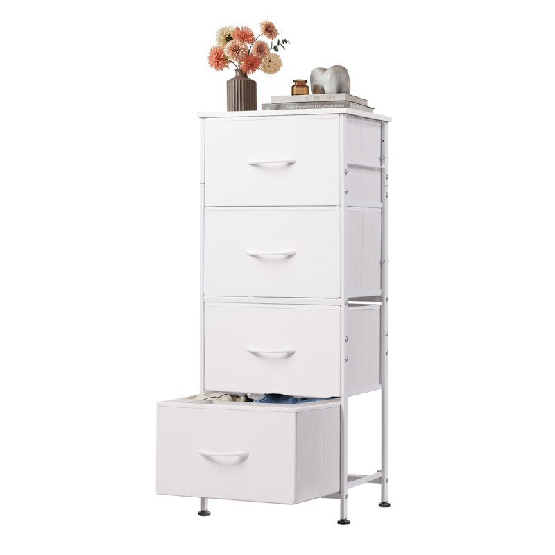 Dearbhaile H 38,7 po - Commode pour chambre à coucher avec 4 tiroirs, commode pour chambre à coucher et salon, Blanc