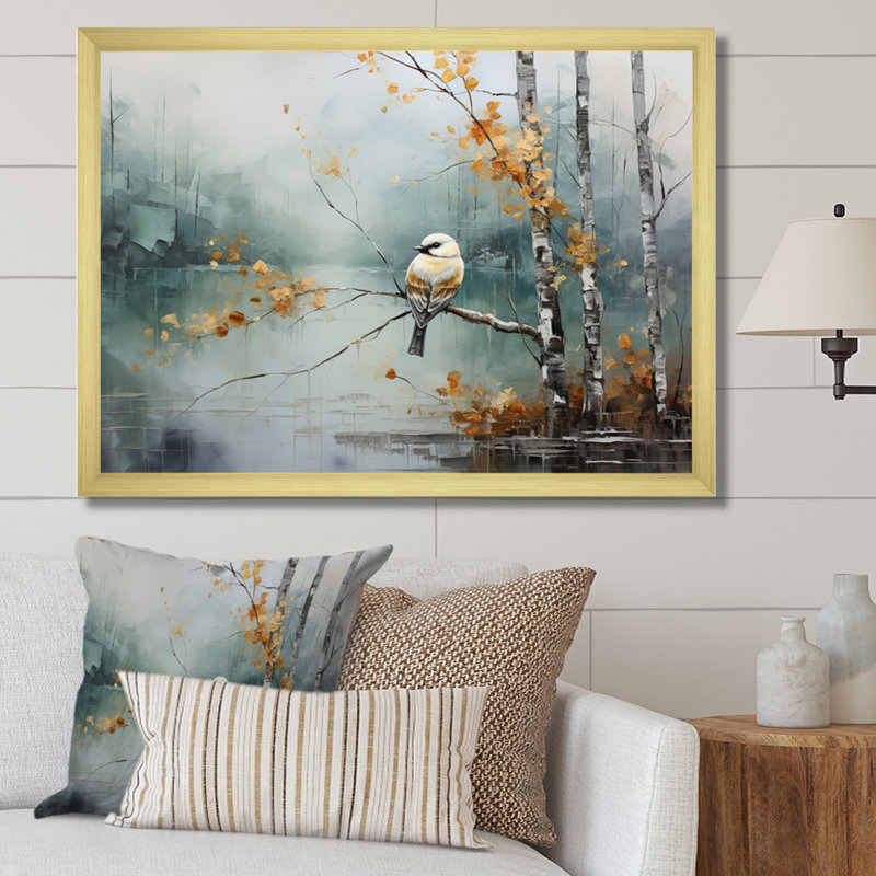 Birch Woods Ethereal Elegance I - Impression, Encadrement doré, H 34 po x l 44 po x P 1,5 po