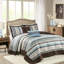 Courtepointe réversible 5 pièces en bleu pour lit double / grand lit, motif traditionnel, courtepointe confortable, coussins décoratifs inclus avec pièces et coussins, tissu, motifs, matériau froissé-124755077-124755076