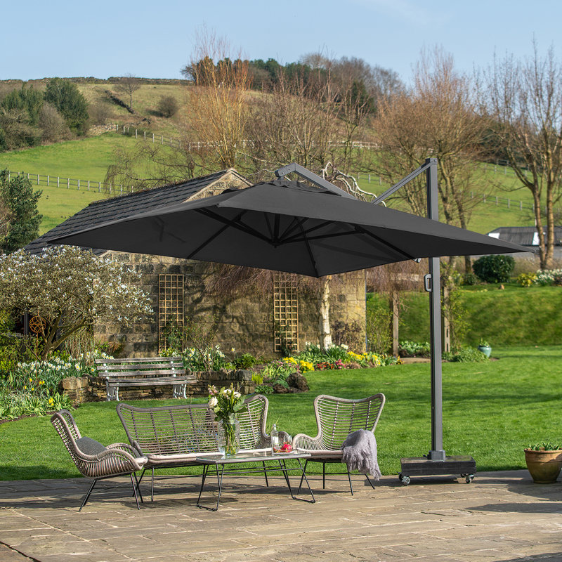 Batres 400cm X 300cm Rectangular Cantilever Parasol, Faded Black