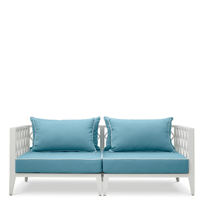 Outdoor 2 - Seat Loveseat, Mineral Blue Cushion/White Frame