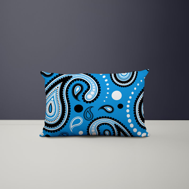 Paisley Outdoor Reversible Throw Pillow, Blue