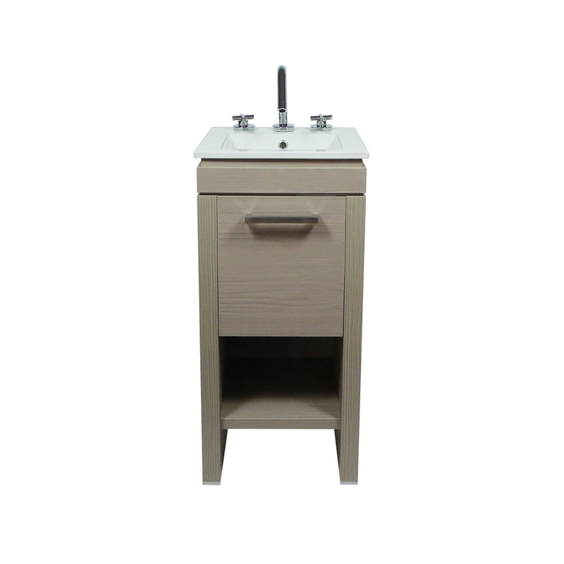 Meuble-lavabo simple 16,14 po avec plateau en céramique, Gris clair