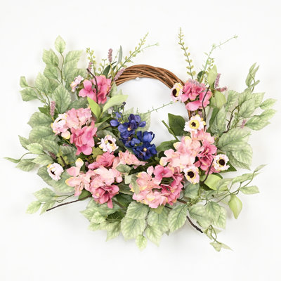 Couronne de porte artificielle 24 po printemps été