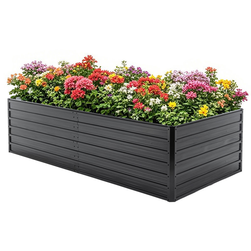 Galvanized Steel Raised Garden Bed - 6x3x1/6x3x2/8x4x2FT Rustproof Planter Box for Vegetables, Flowers, Herbs