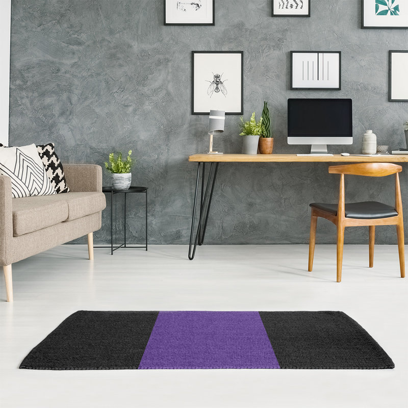 Tapis mauve/noir, Tapis de couloir 2 pi 6 po x 8 pi