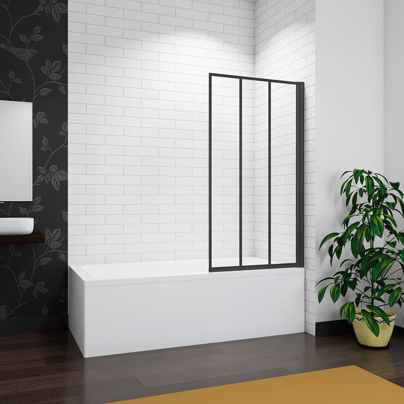 700X1400mm Matt Black Frame Black Silk Pivot Shower Bath Screen