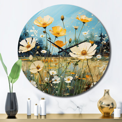 Horloge murale jaune et jaune Buttercups Buttercup Meadow