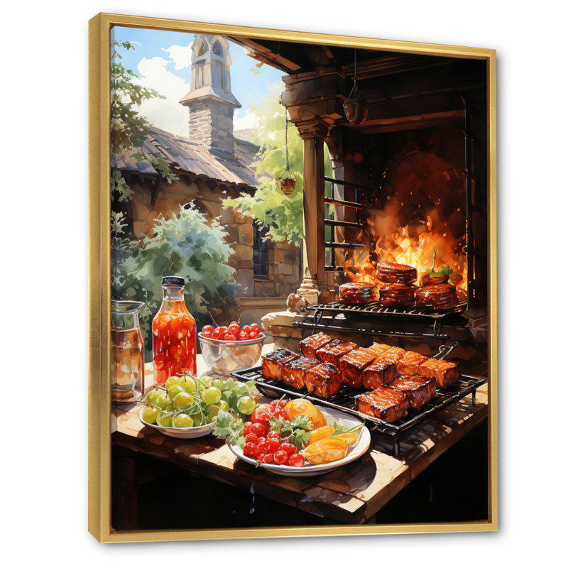 Barbecue Chesterstole, H 20 po x l 12 po x P 1 po, Cadre flottant doré