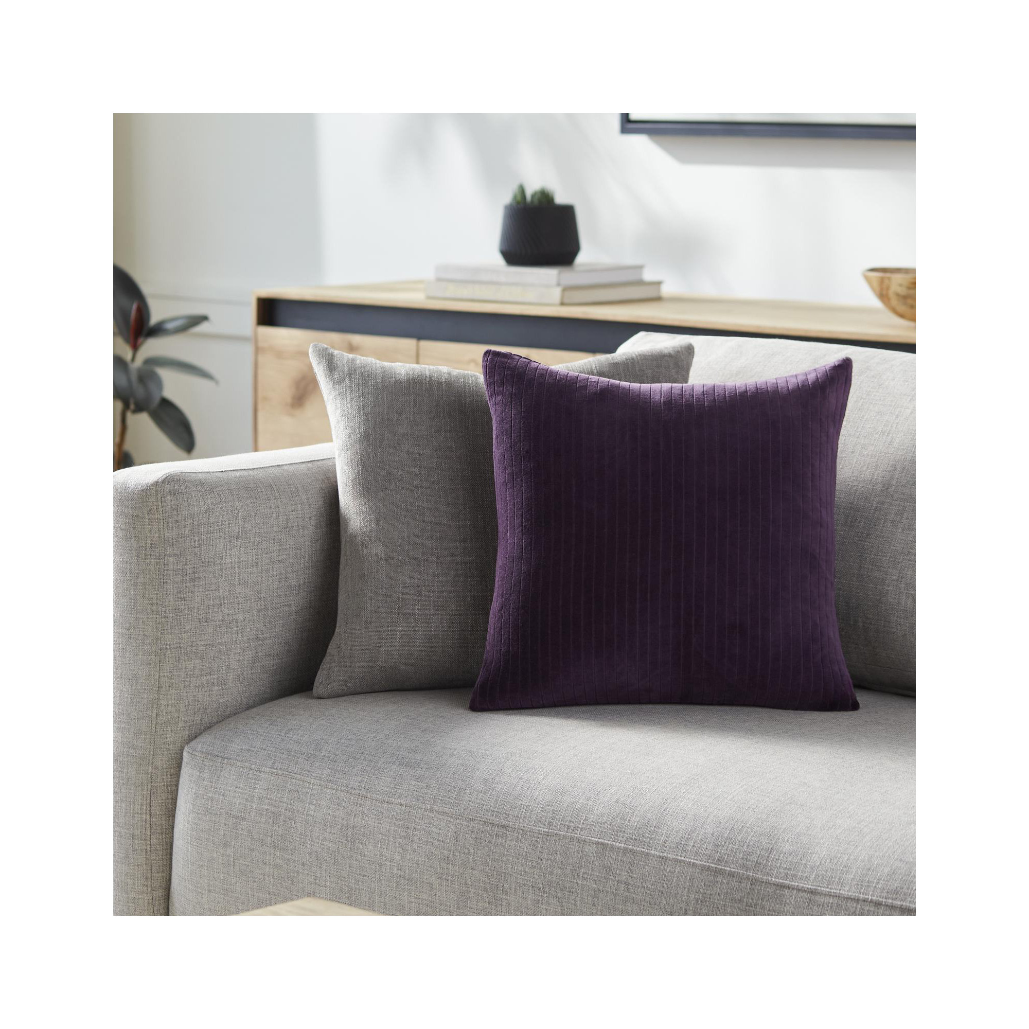 Cotton Throw Pillow, Plum, Polyester/Polyfill, 20" x 20"