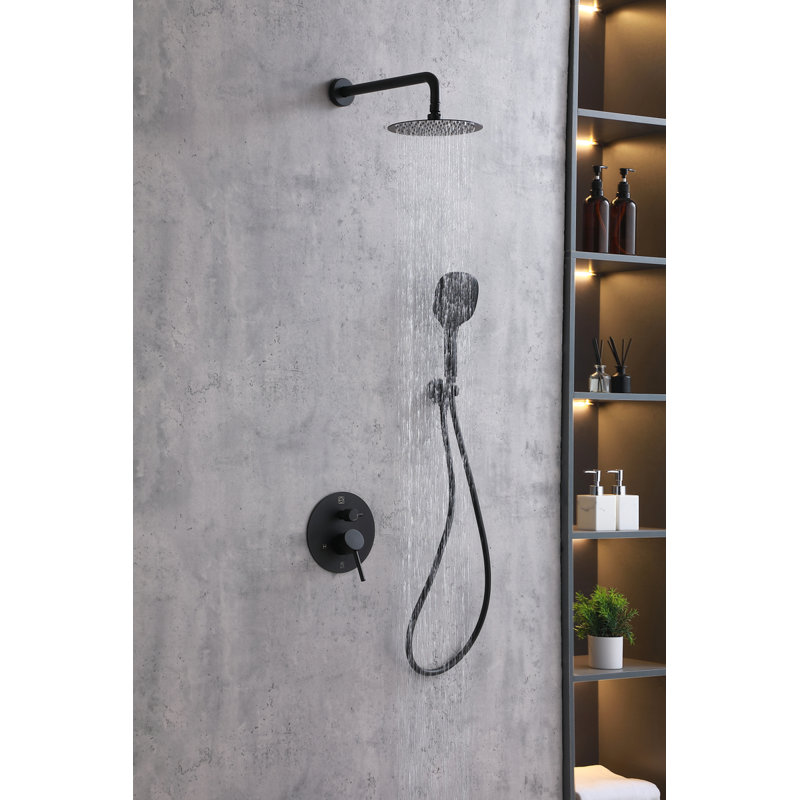 Système de douche complet à pression équilibrée avec valve brute George, Noir mat