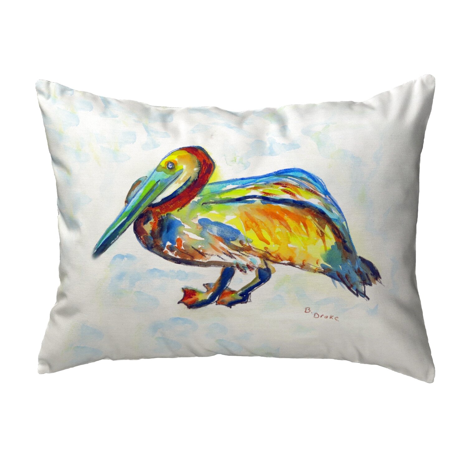 Betsy Drake Interiors Gertrude Pelican Indoor/Outdoor Lumbar Pillow ...