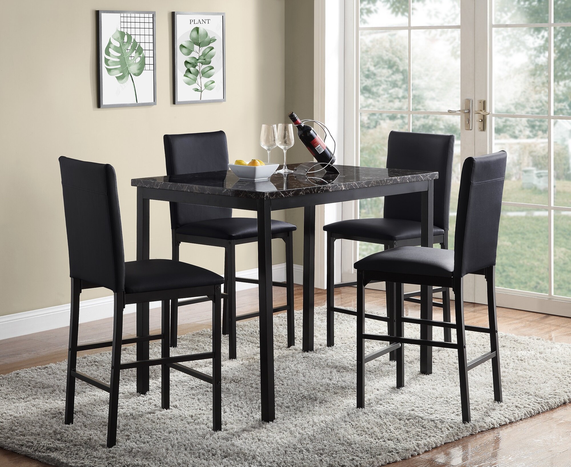 Black counter high dining sets hot sale