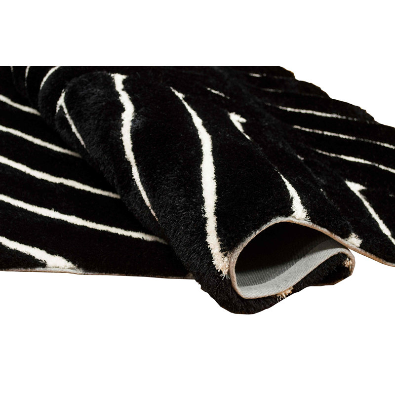 Tapis noirs modernes Handcraft Rugs 3-D-800 5 pi x 7 pi, Rectangle 7 pi 5 po x 10 pi 4 po