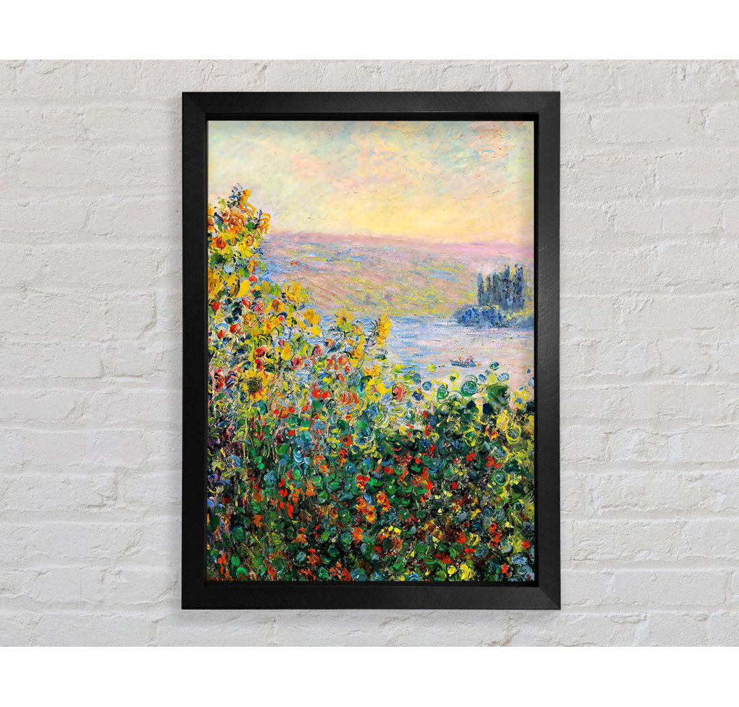 Monet Blumenbeete in Vetheuil von Claude Monet - Einzelne Bilderrahmen Kunstdrucke