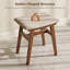 Tabouret de coiffeuse en bois massif, fauteuil de maquillage compact avec coussin de selle, siège en éponge recouvert de lin, repose-pieds facile à assembler pour la chambre à coucher, le vestibule, la maison, le noyer-395588166