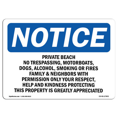 Private Beach No Trespassing Motorboats Sign